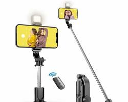 R1s Bluetooth Selfie Stick Tripod with LED Fill Light & Wireless Remote | 360° Rotation Mobile Stand